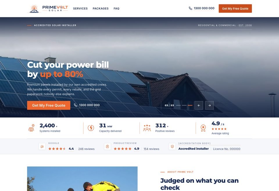 Option 1 — full-width photograph hero with headline over the image